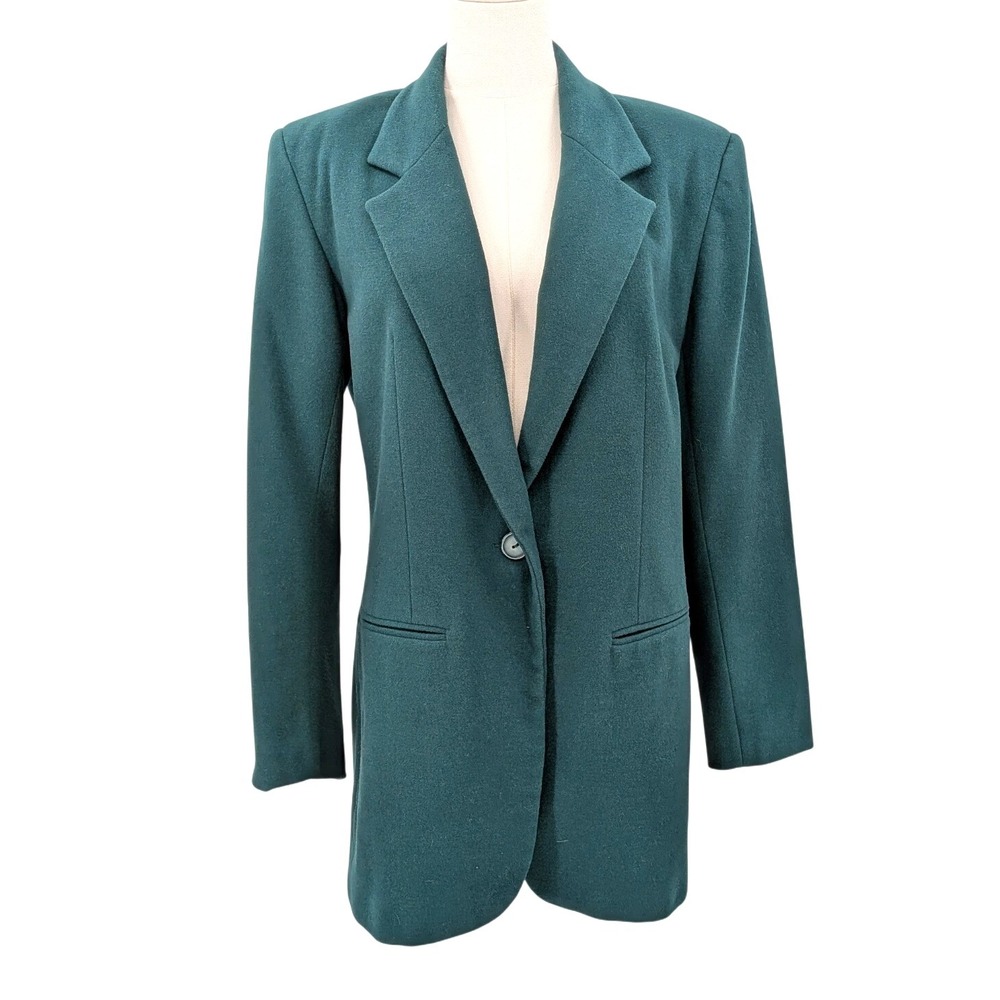 Forêt De Framboise Wool–Cashmere Blend Blazer Green Tailored Longline‎ (S)